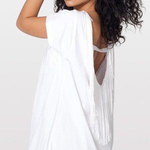 American apparel white fringe open back tee/dress